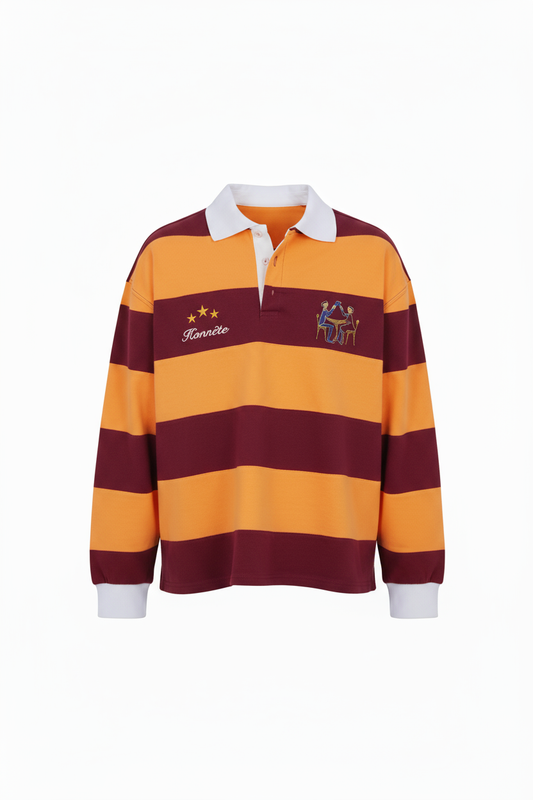 Burgundy OG Striped Rugby Polo