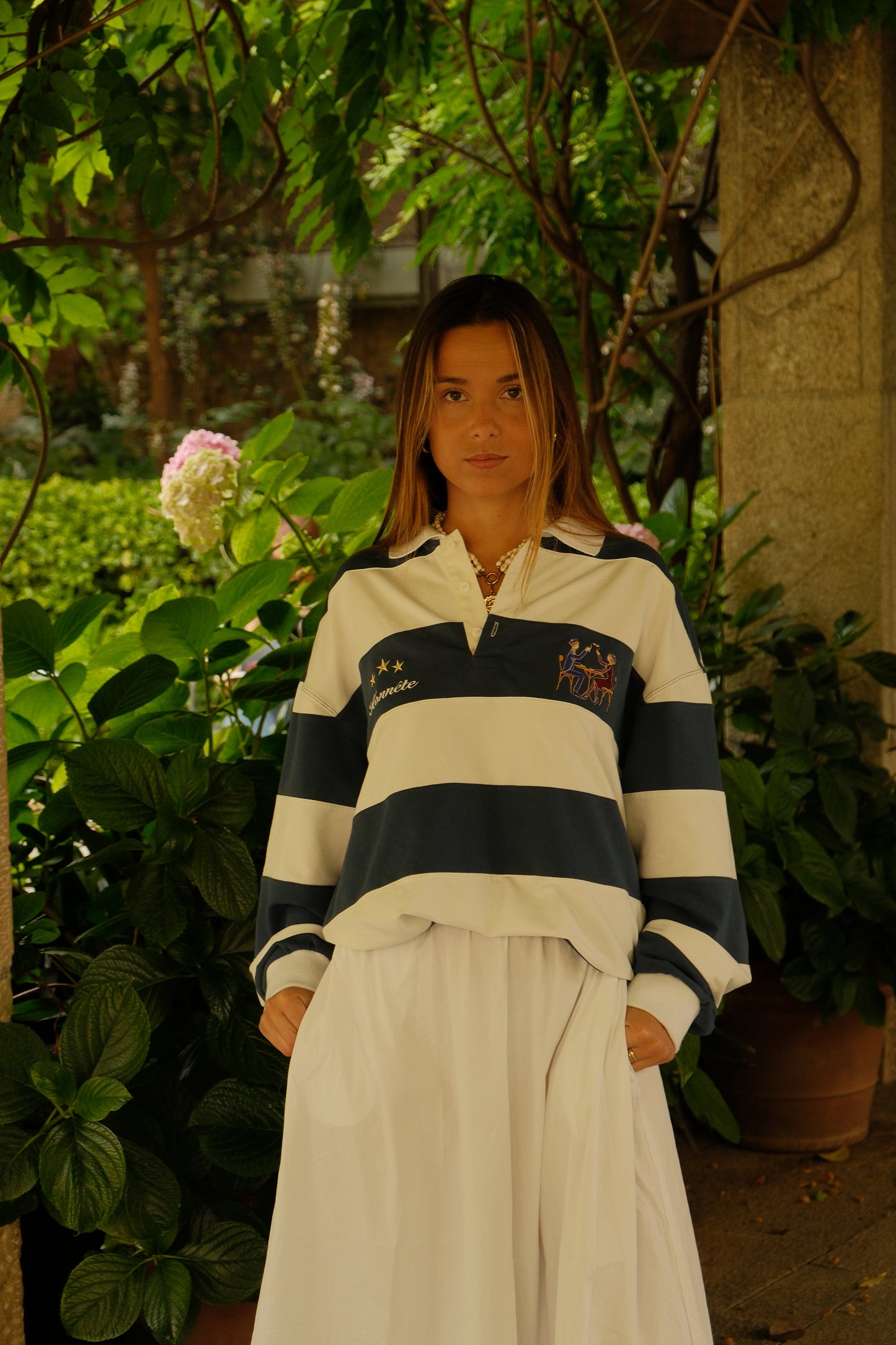 Navy OG Striped Rugby Polo