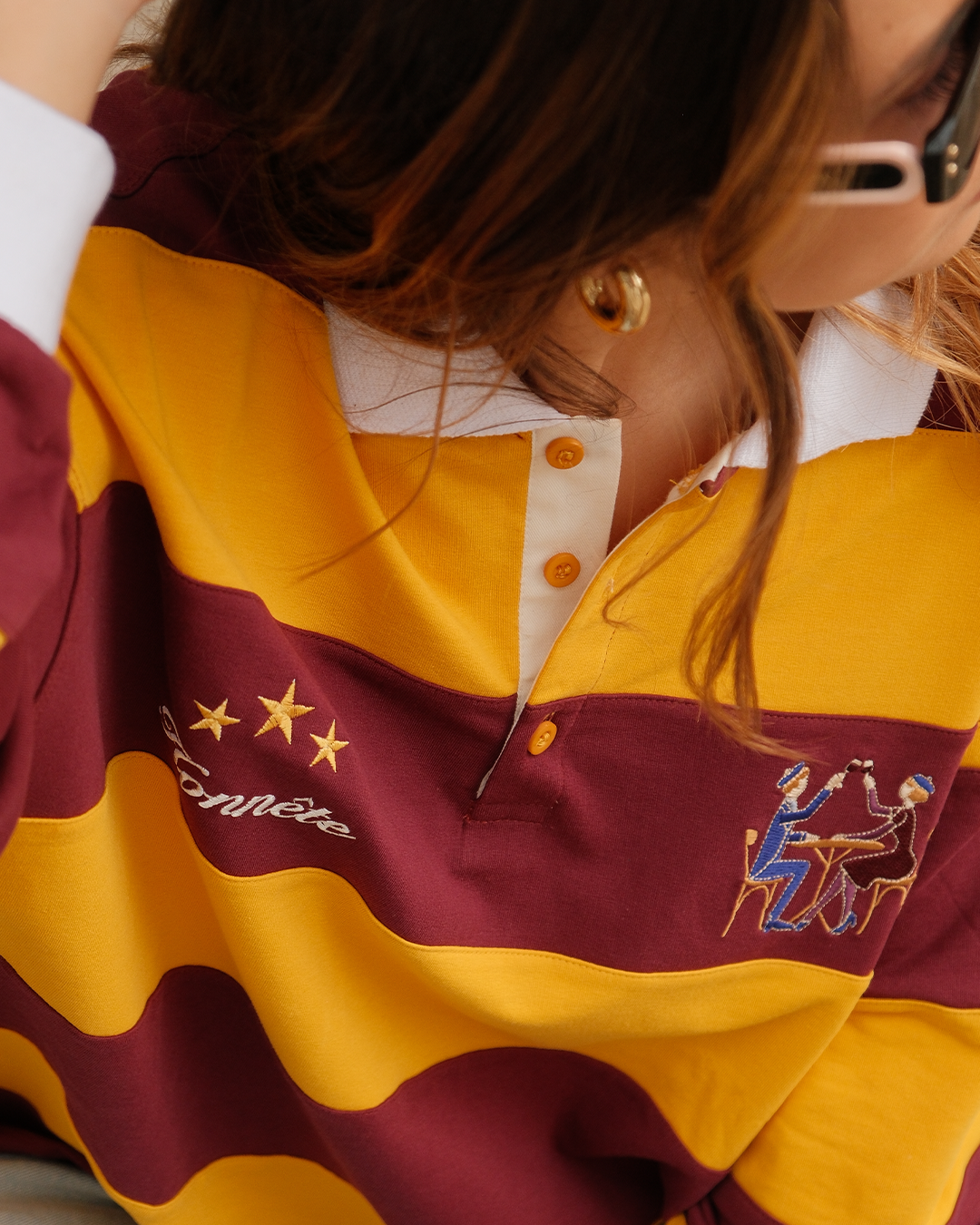 Burgundy OG Striped Rugby Polo