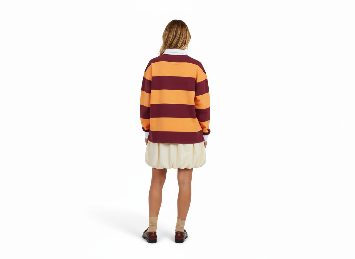 Burgundy OG Striped Rugby Polo