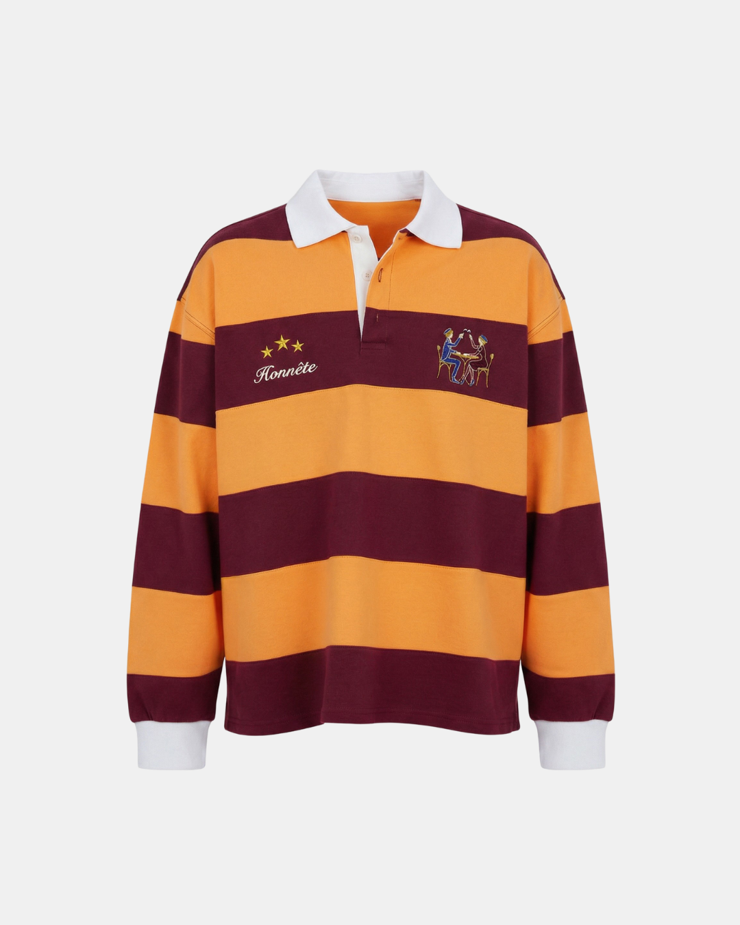 Burgundy OG Striped Rugby Polo