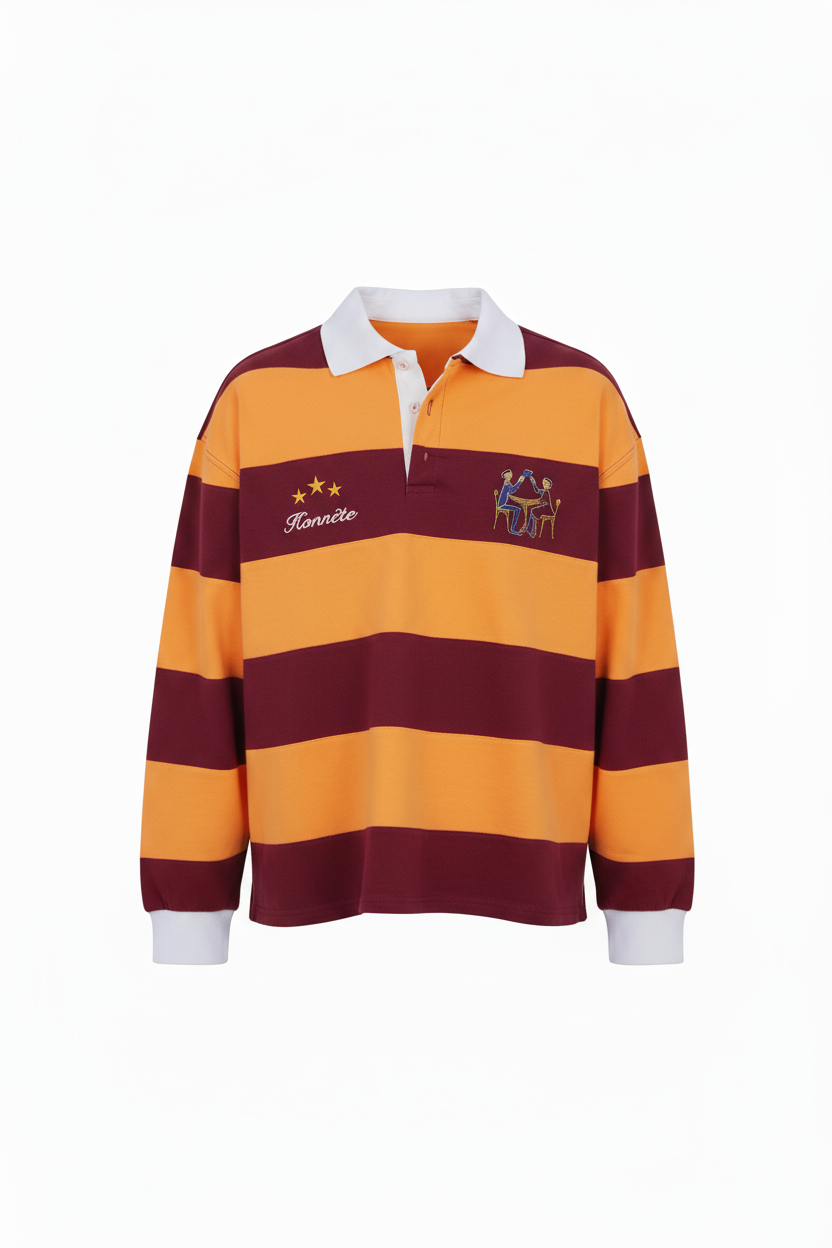 Burgundy OG Striped Rugby Polo