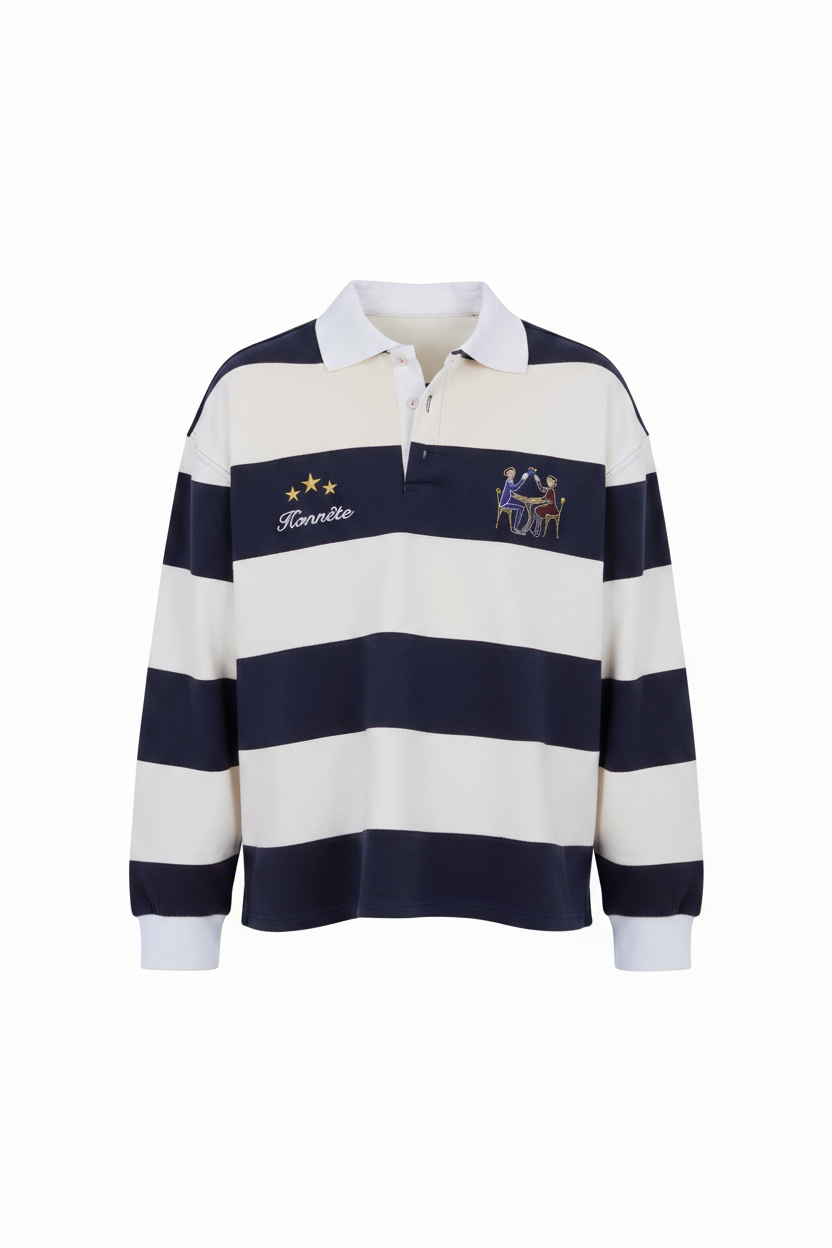Navy OG Striped Rugby Polo