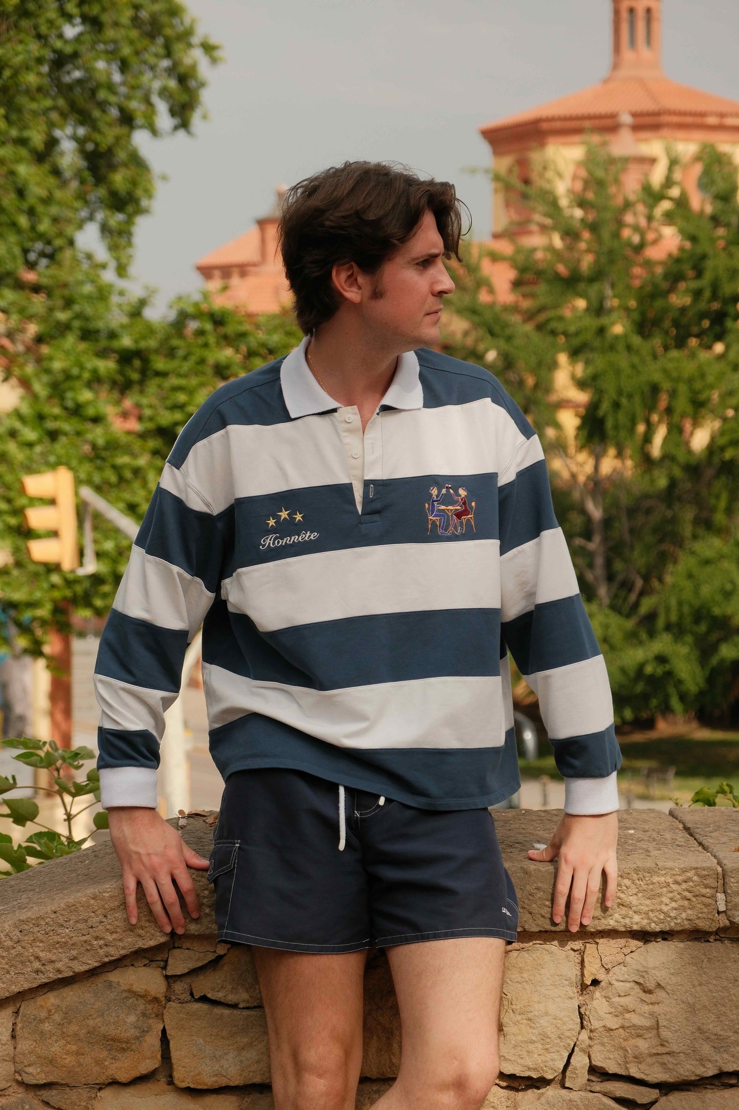 Navy OG Striped Rugby Polo