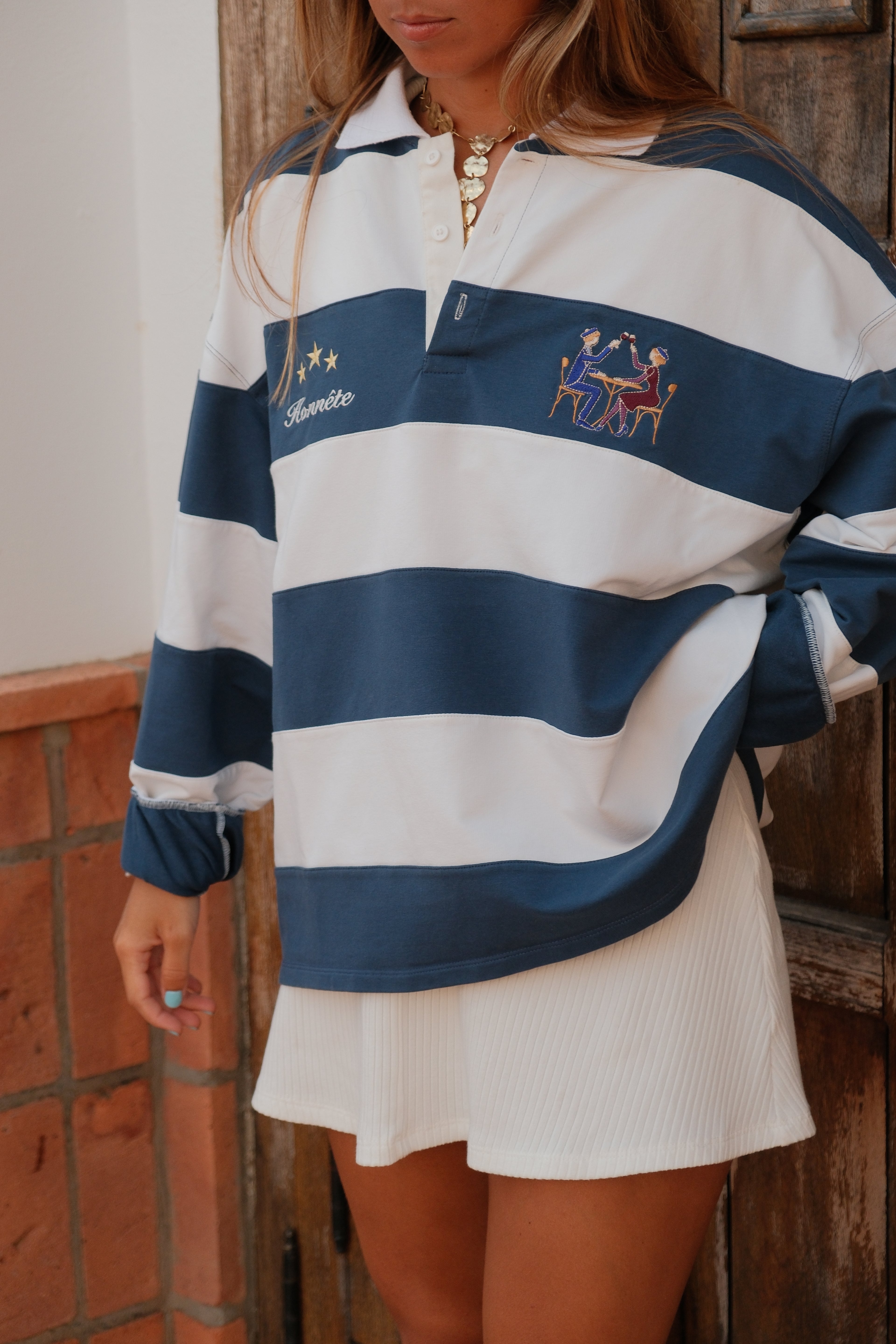 Navy OG Striped Rugby Polo