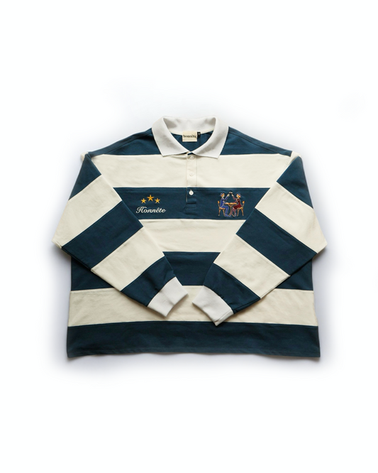Navy OG Striped Rugby Polo