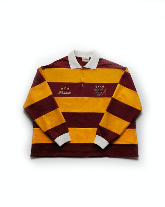 Burgundy OG Striped Rugby Polo