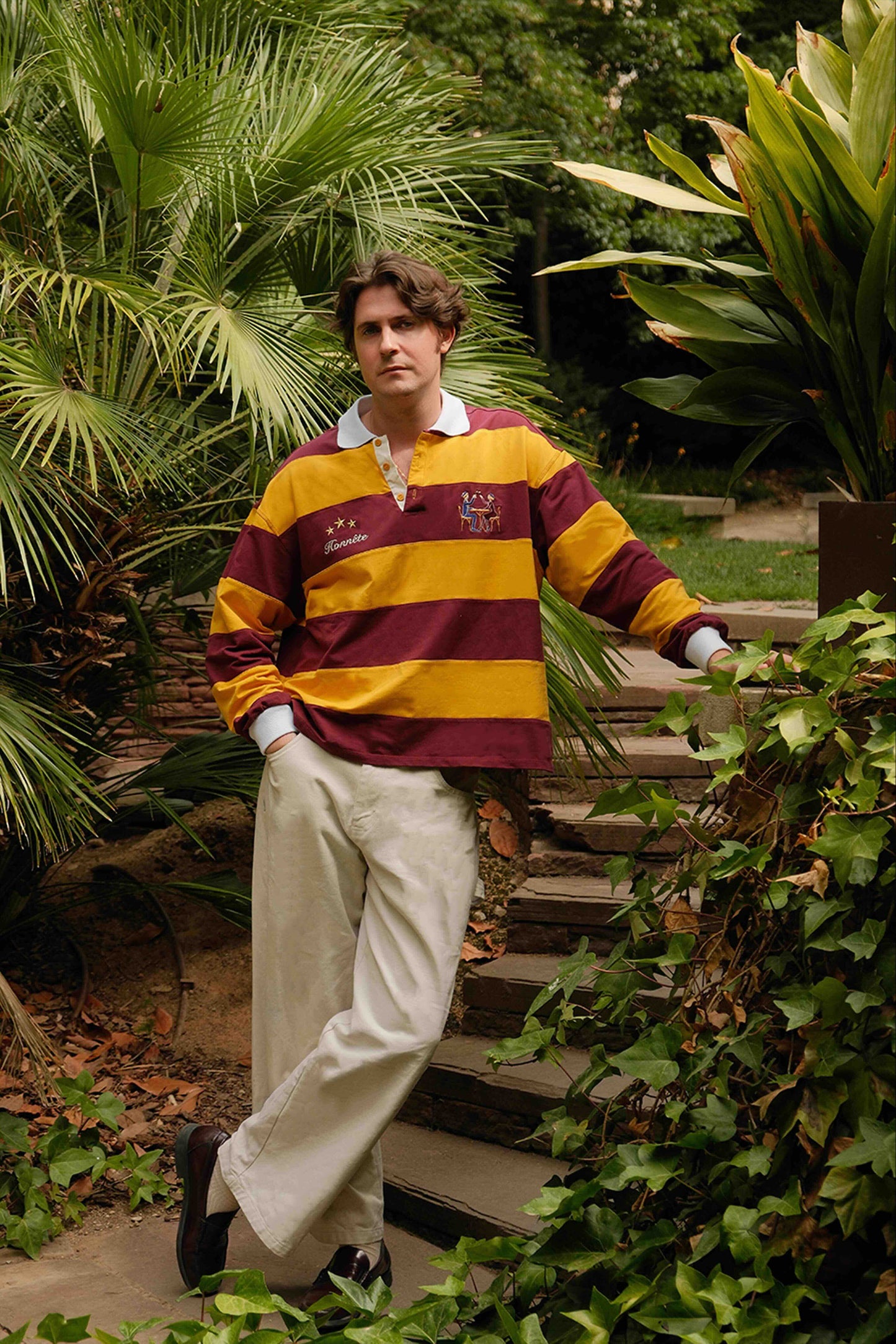 Burgundy OG Striped Rugby Polo