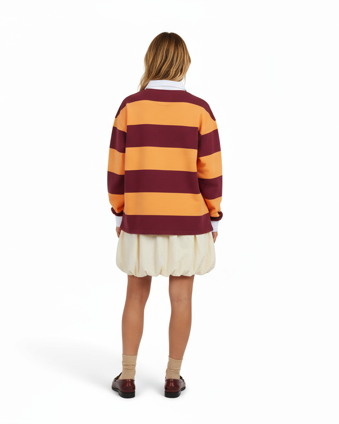 Burgundy OG Striped Rugby Polo