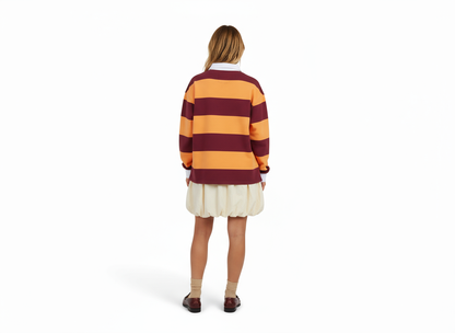 Burgundy OG Striped Rugby Polo