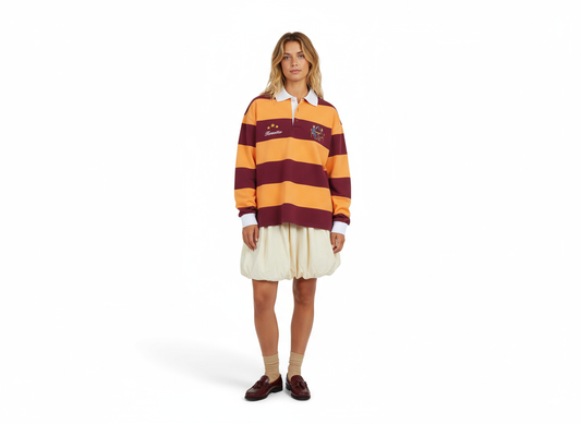 Burgundy OG Striped Rugby Polo
