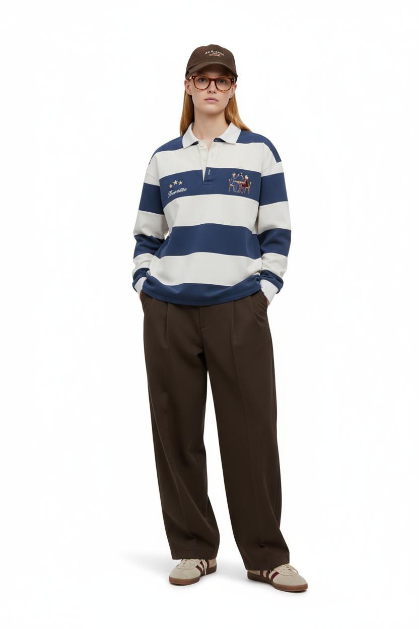 Navy OG Striped Rugby Polo