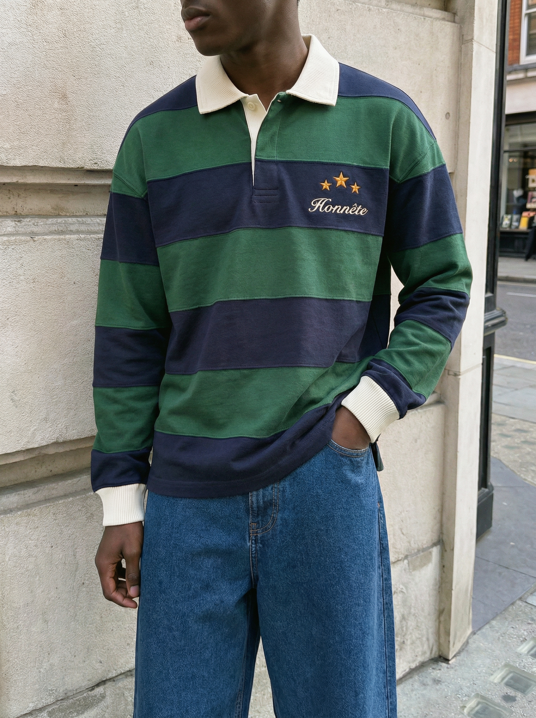 Classic Navy Striped Rugby Polo