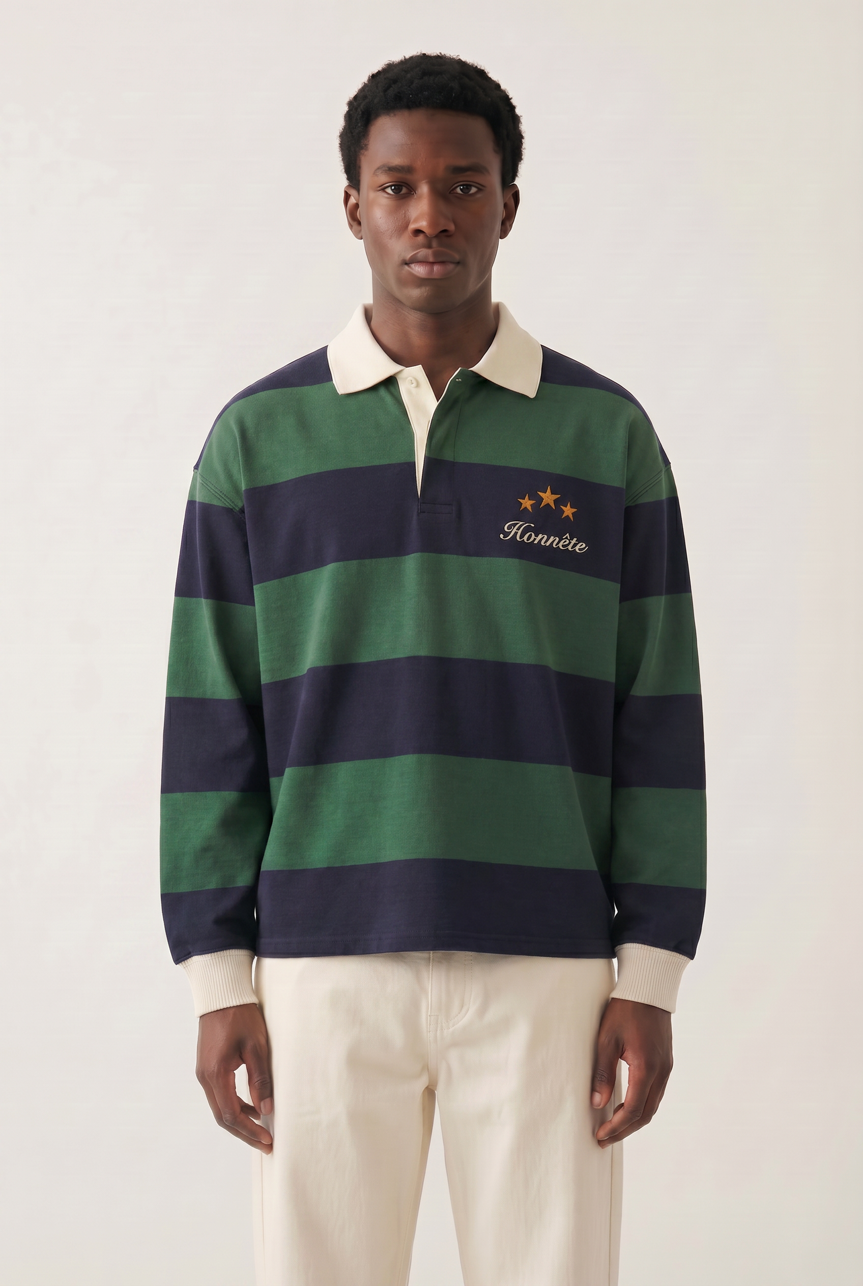 Classic Navy Striped Rugby Polo