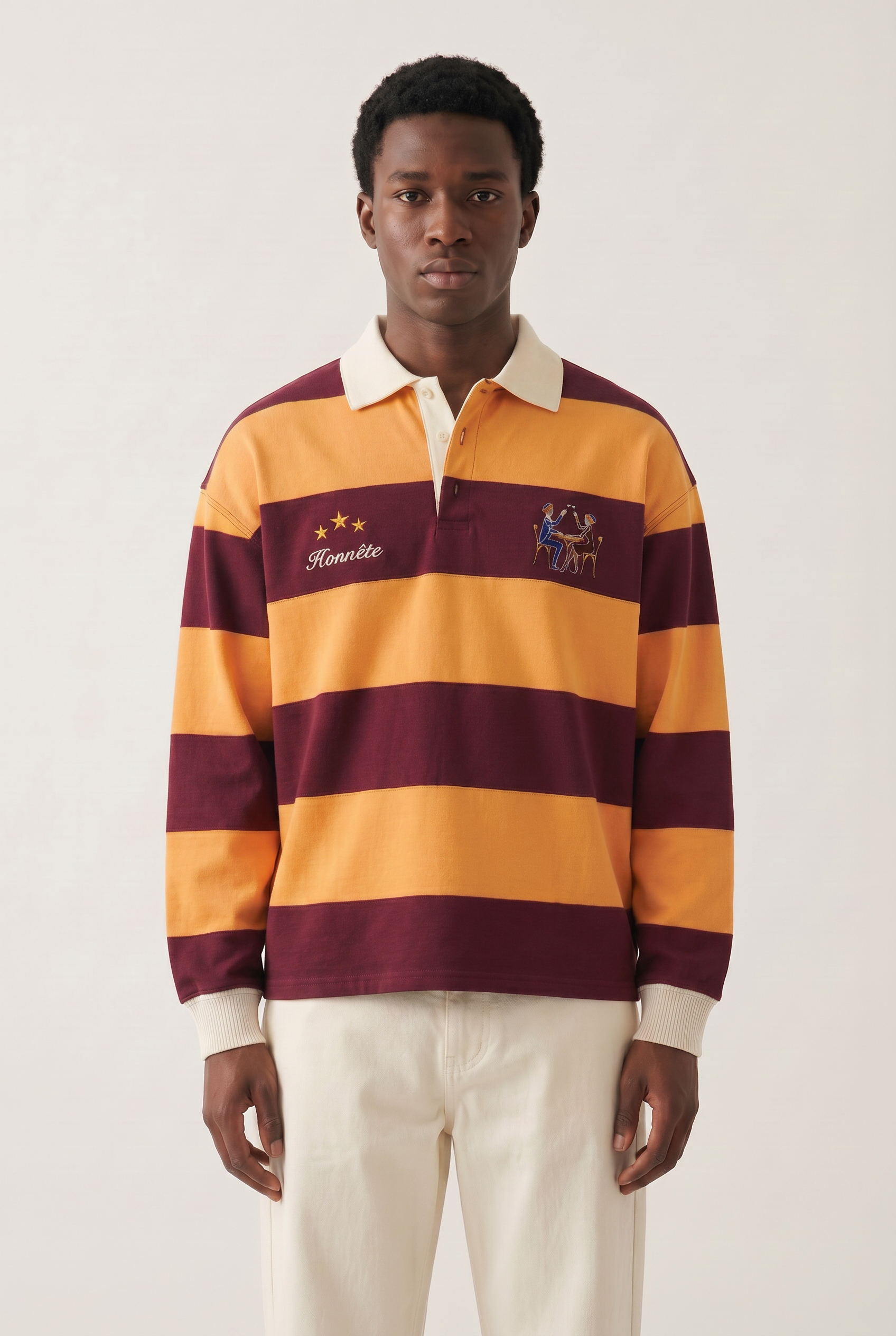 Burgundy OG Striped Rugby Polo