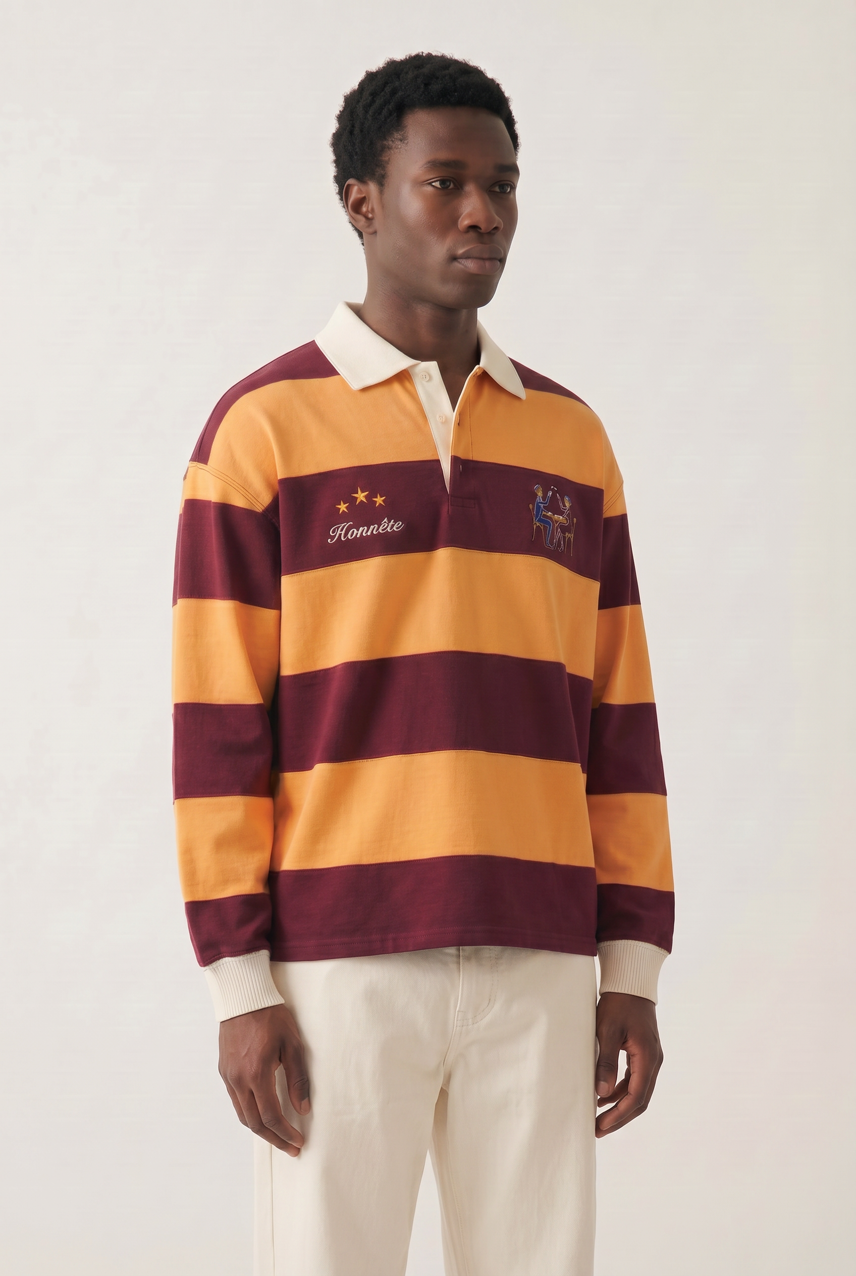 Burgundy OG Striped Rugby Polo