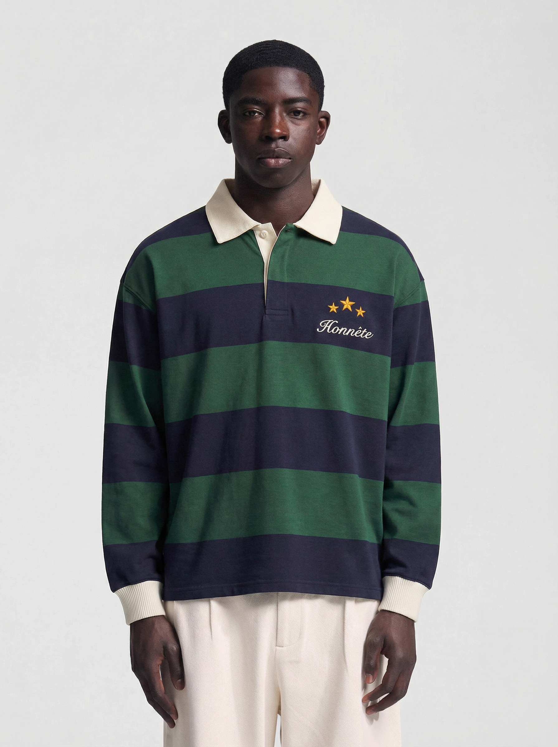 Classic Navy Striped Rugby Polo