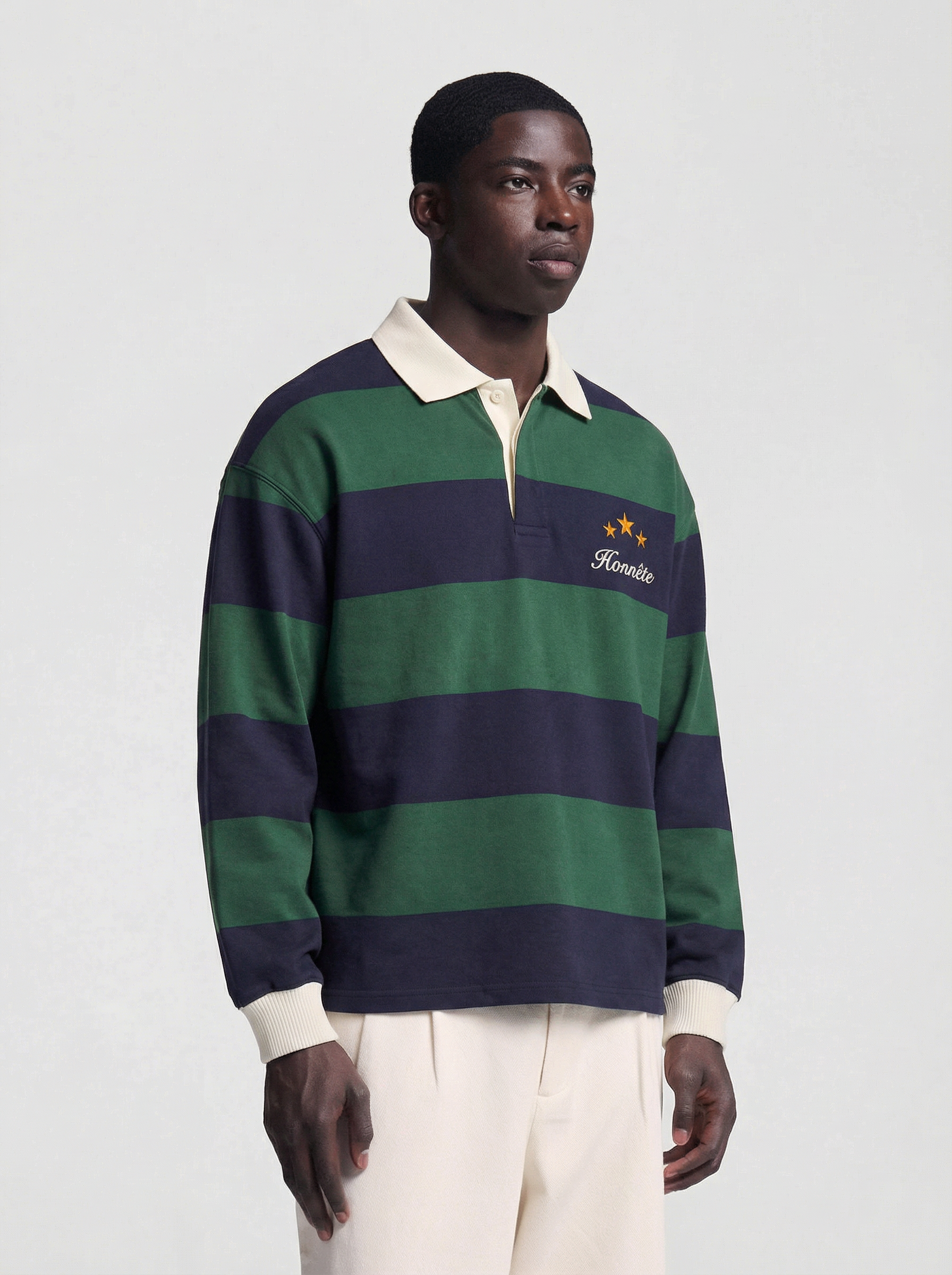 Classic Navy Striped Rugby Polo