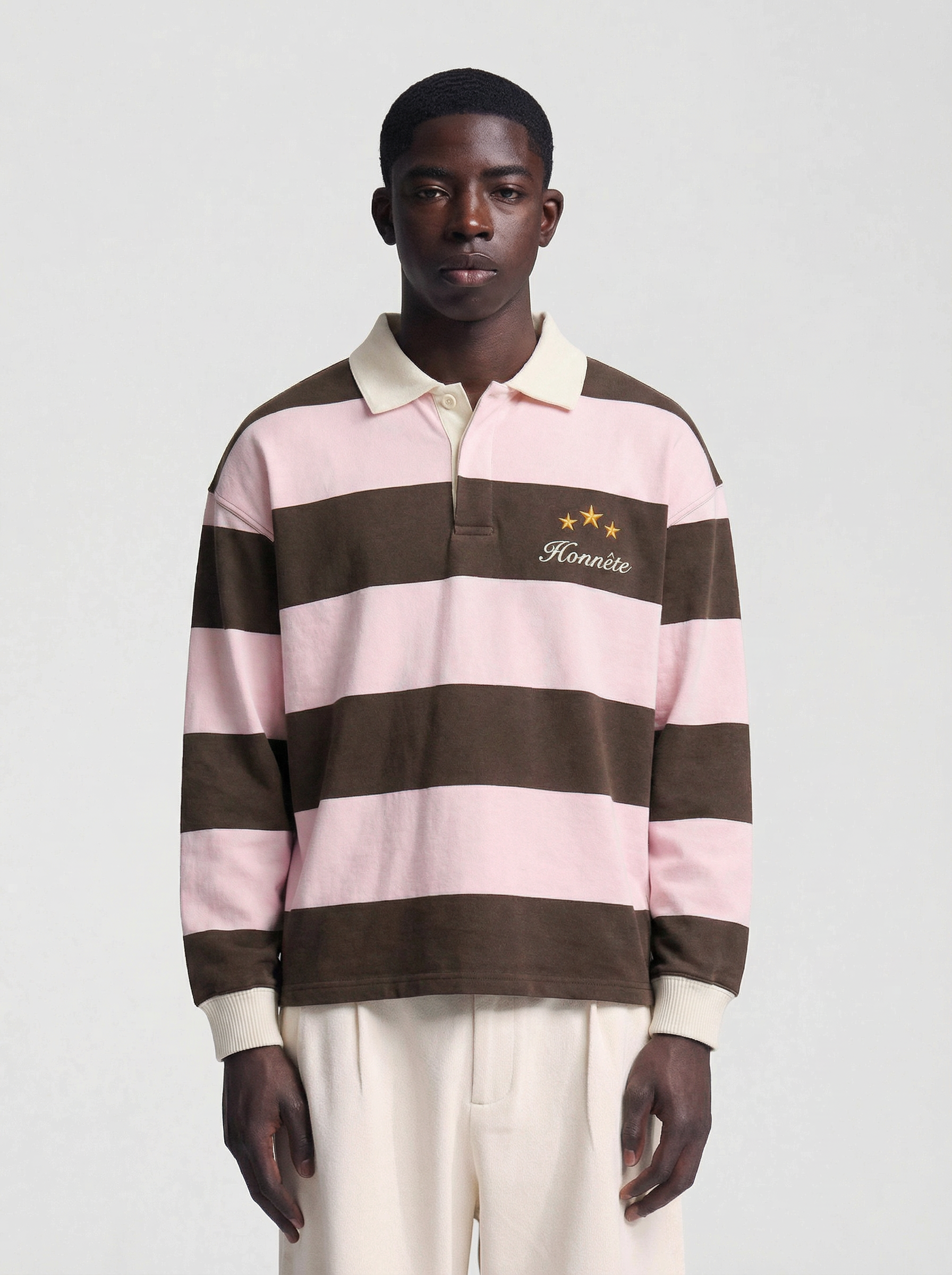 Brown Striped Rugby Polo