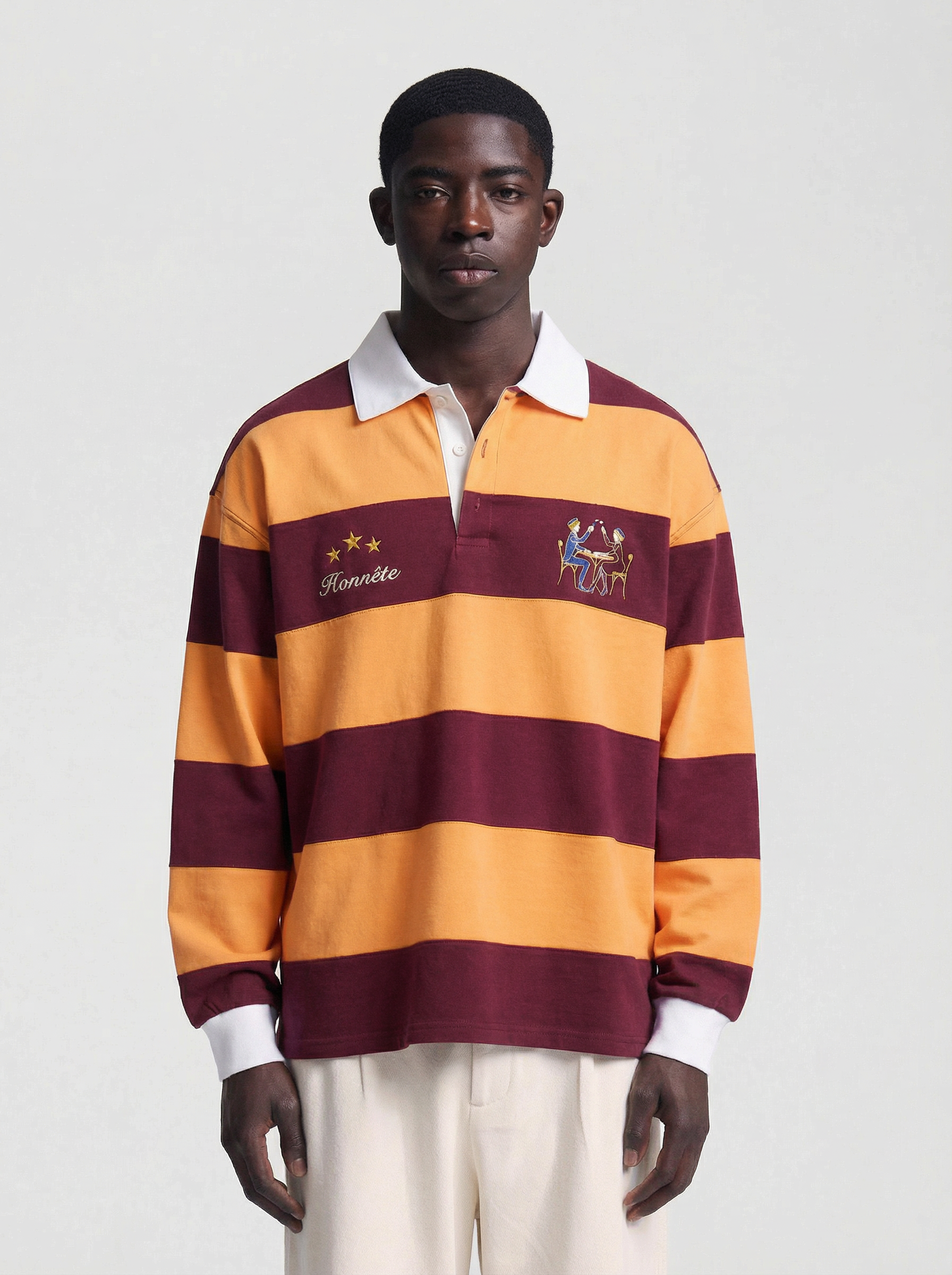 Burgundy OG Striped Rugby Polo