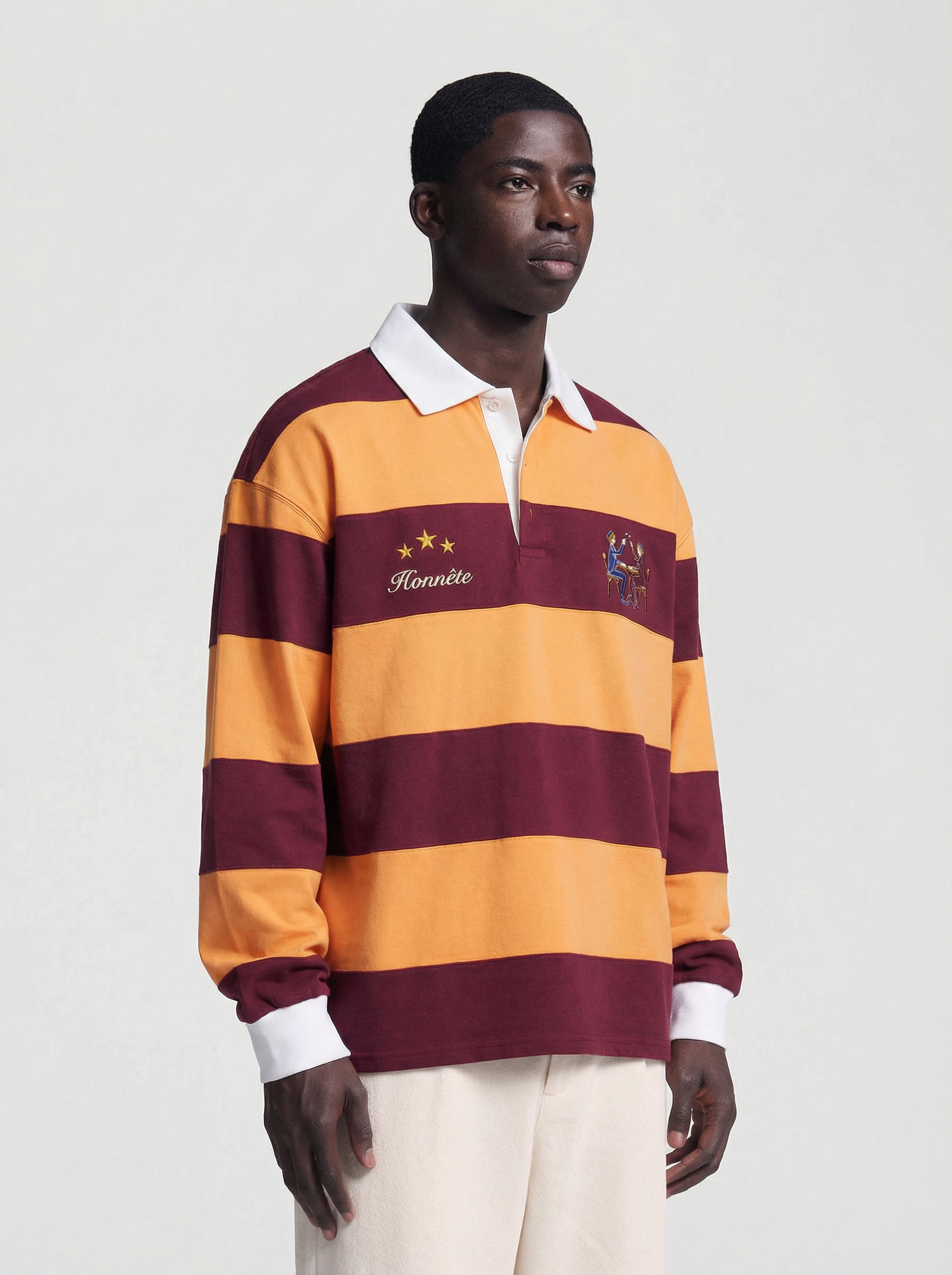 Burgundy OG Striped Rugby Polo