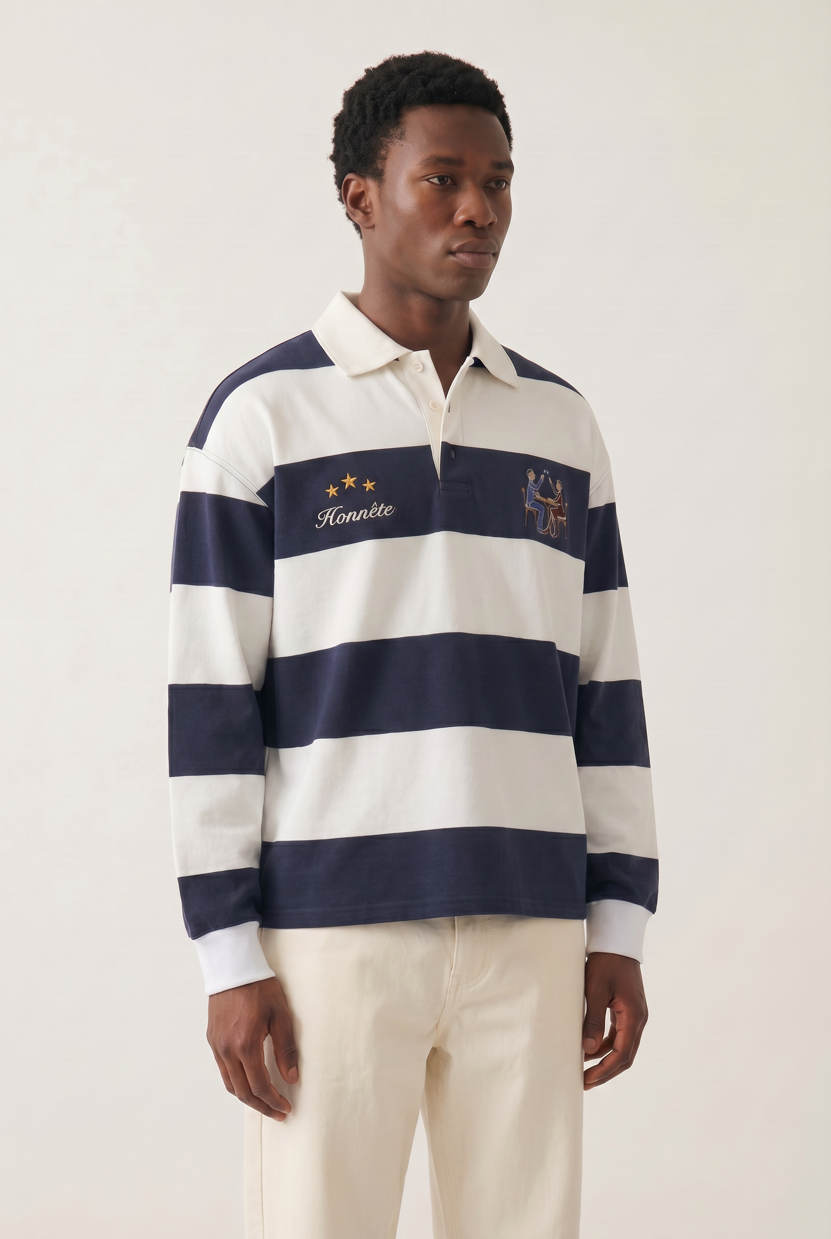Navy OG Striped Rugby Polo